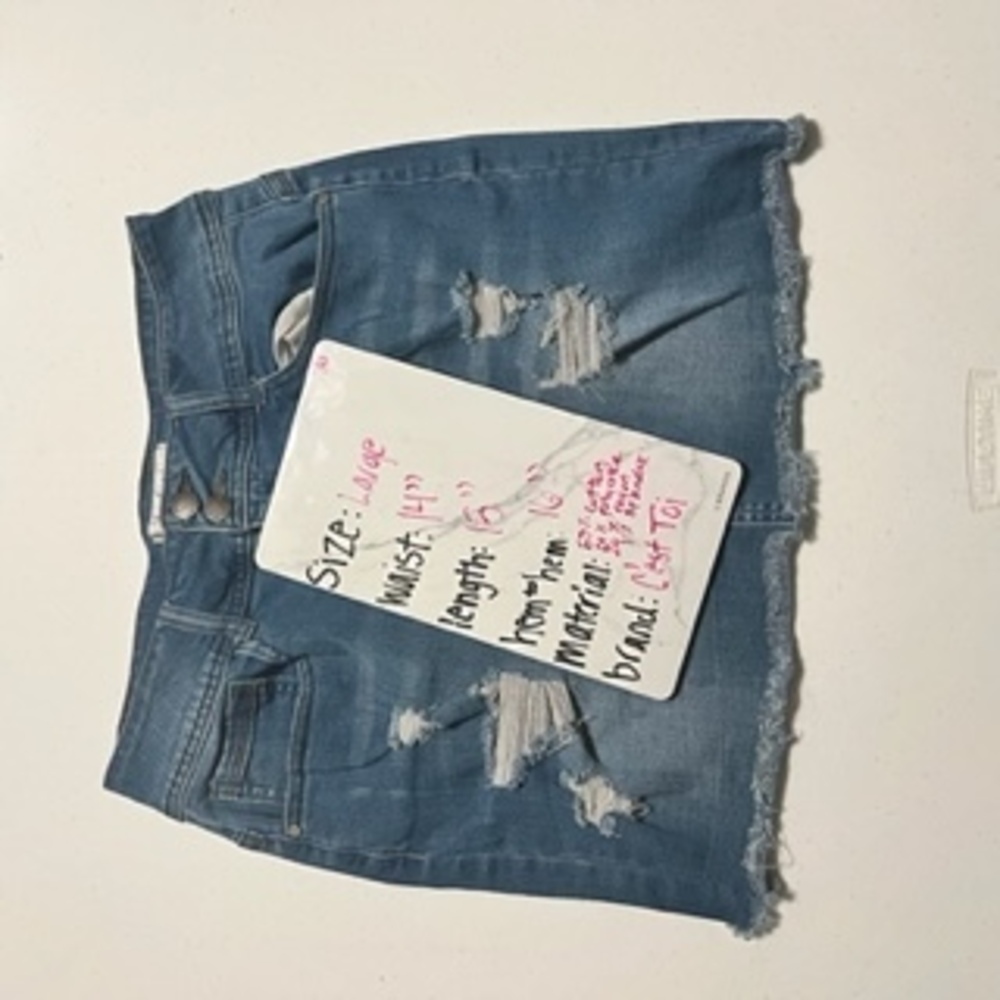 Distressed Denim Mini Skirt